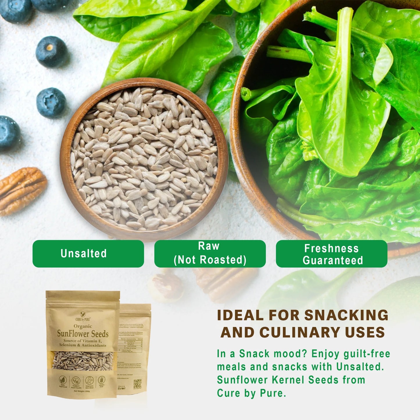 Organic Sunflower Seeds – Protein & Nutrient-Rich by Cure By Pure
