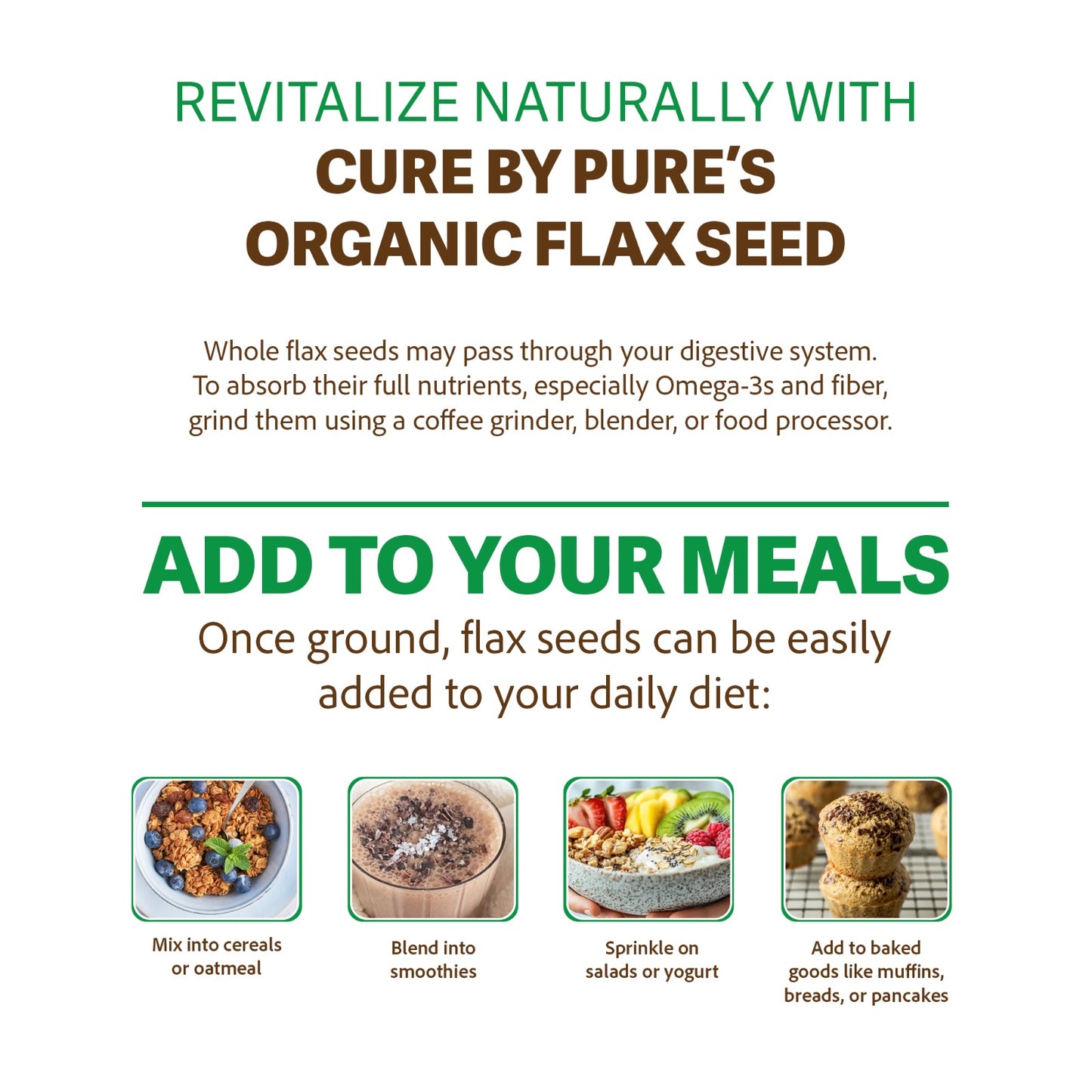 Organic Flax Seeds – Omega-3 & Fiber-Rich Superfood by Cure By Pure