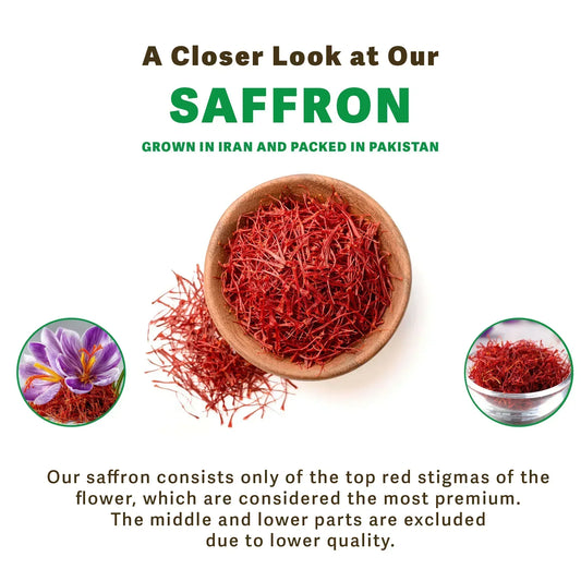 Original Iranian saffron threads in a sealed glass jar, 100% pure lab-tested zafran by CureByPure Pakistan