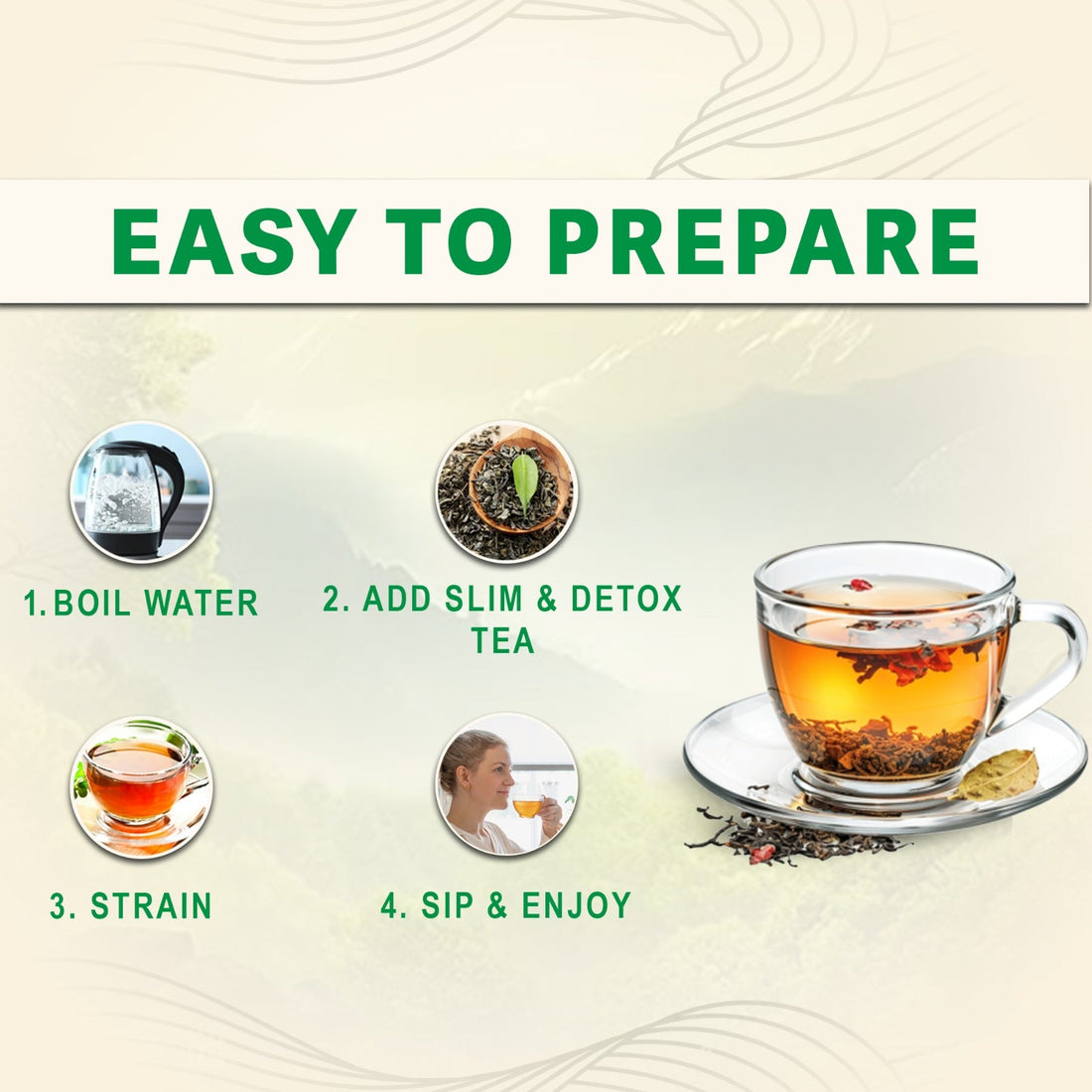 Organic slim detox tea for weight loss and bloating by Cure by Pure