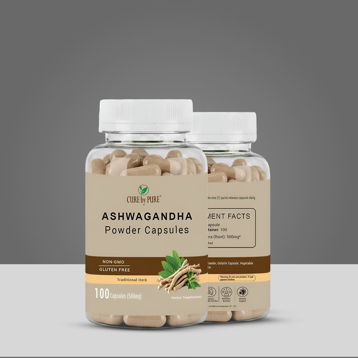 Pure Ashwagandha Capsules - Organic Stress & Anxiety Relief