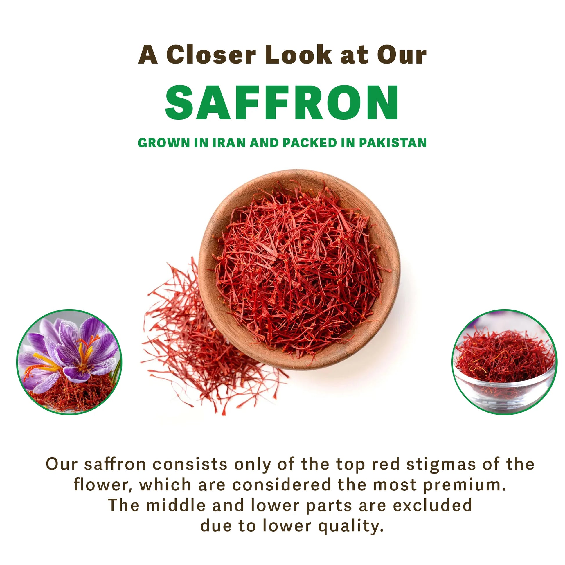 Pure Iranian Saffron grown in Iran and packed in Pakistan - Close-up of Irani Zafran Threads