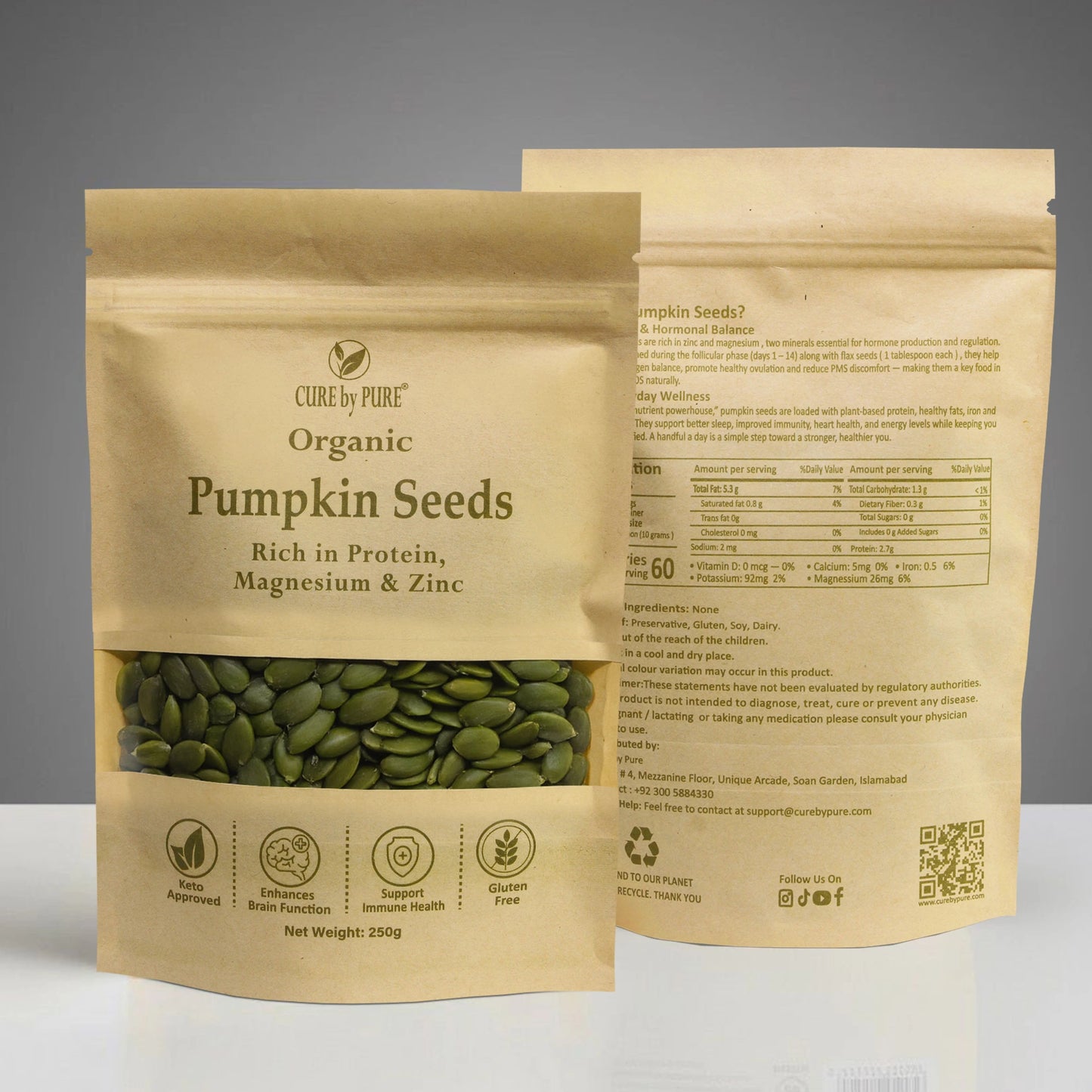 Premium Pumpkin Seeds by Cure by Pure – High‑Nutrient Superfood