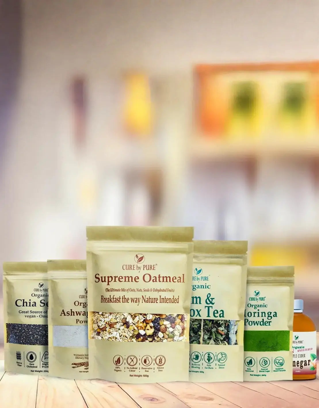 herbal and natural products display Cure By Pure