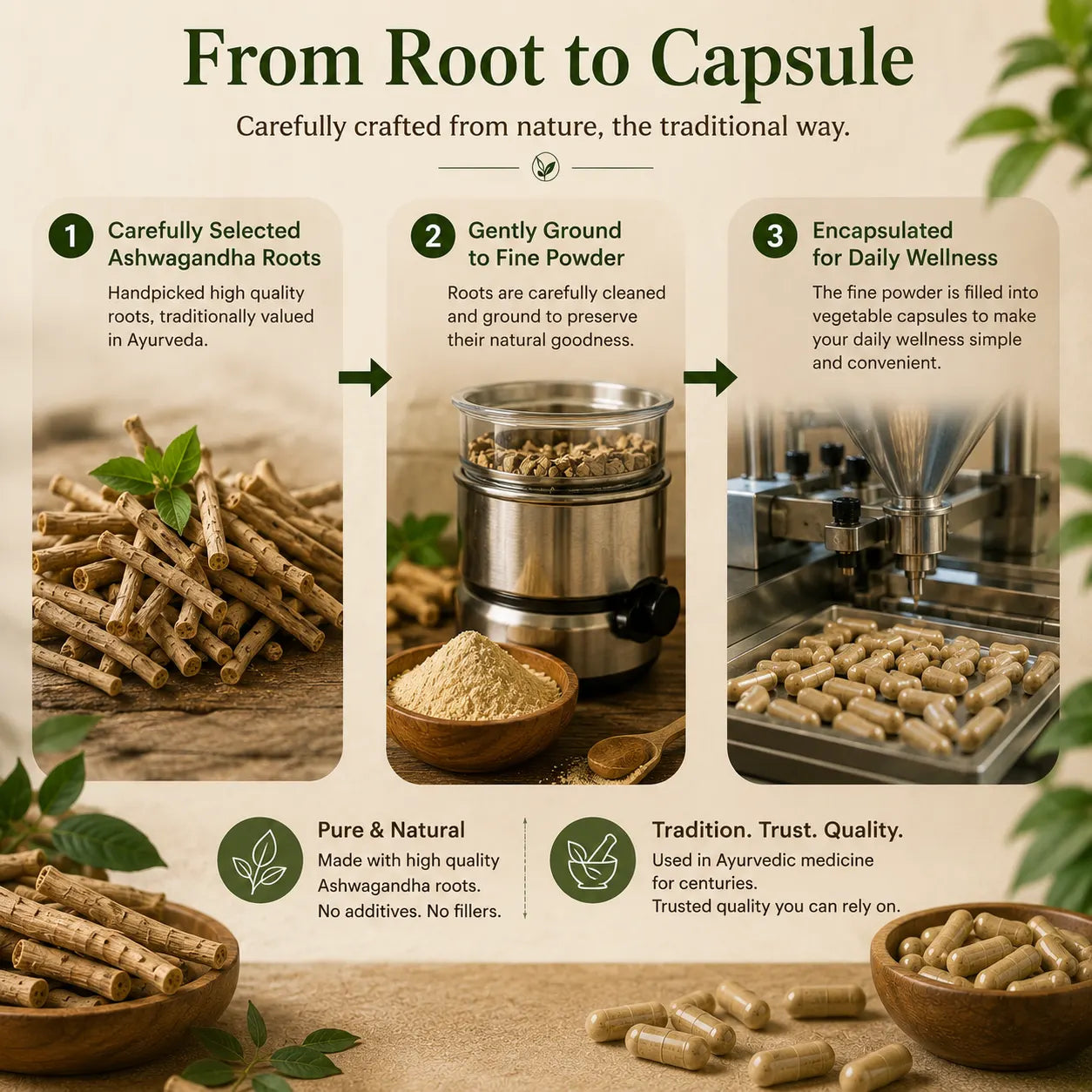 ashwagandha root extract to capsule process organic CureByPure Pakistan