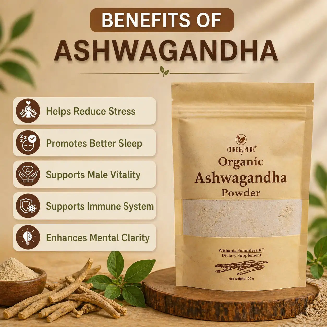 Premium Ashwagandha Powder for Stress & Energy