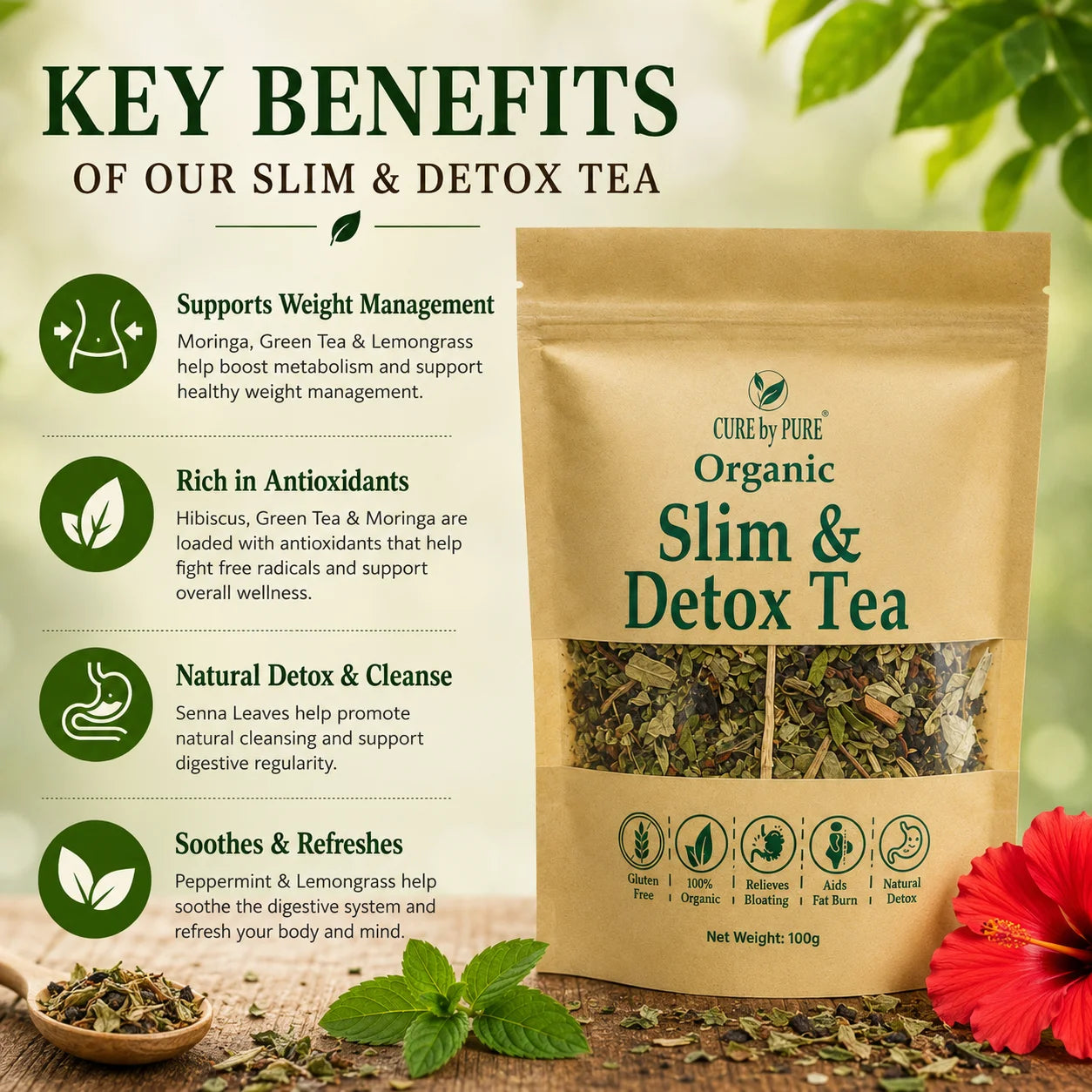 organic slim and detox herbal tea for daily use