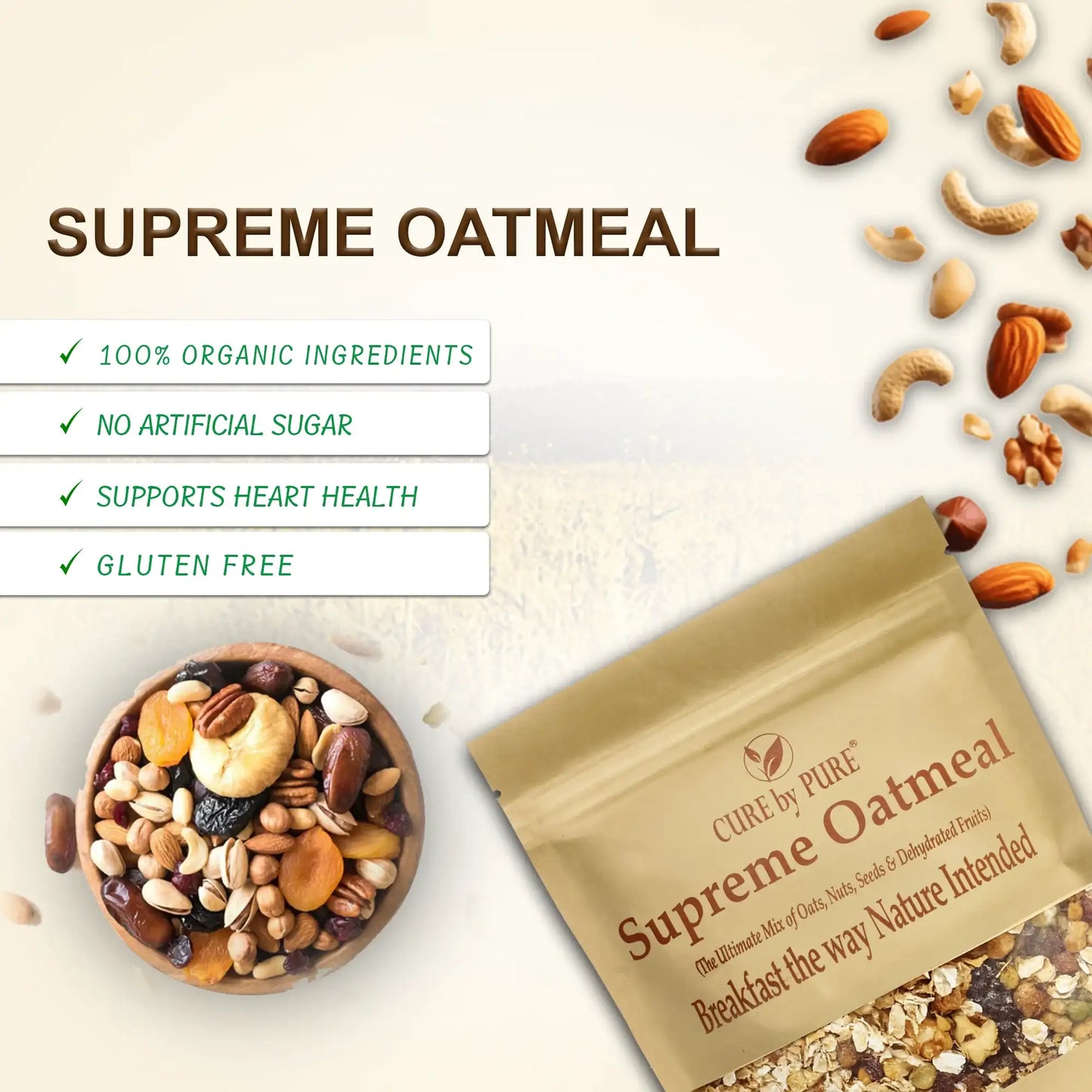 Cure By Pure oatmeal packaging front view