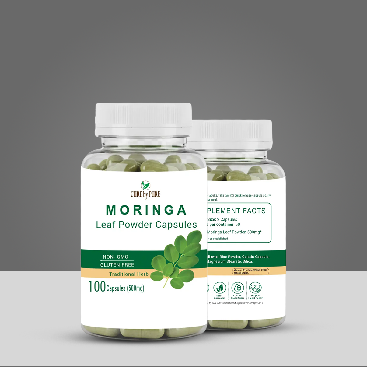 Premium Moringa Capsules – Natural Superfood Supplement by Cure By Pure
