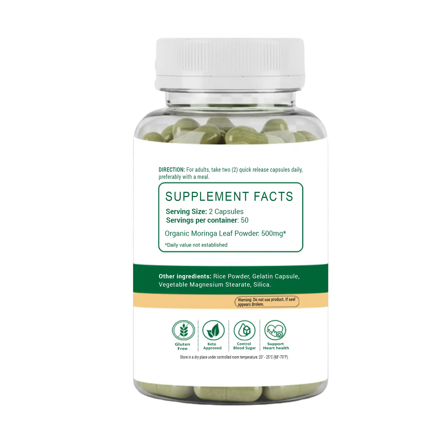 Premium Moringa Capsules – Natural Superfood Supplement by Cure By Pure